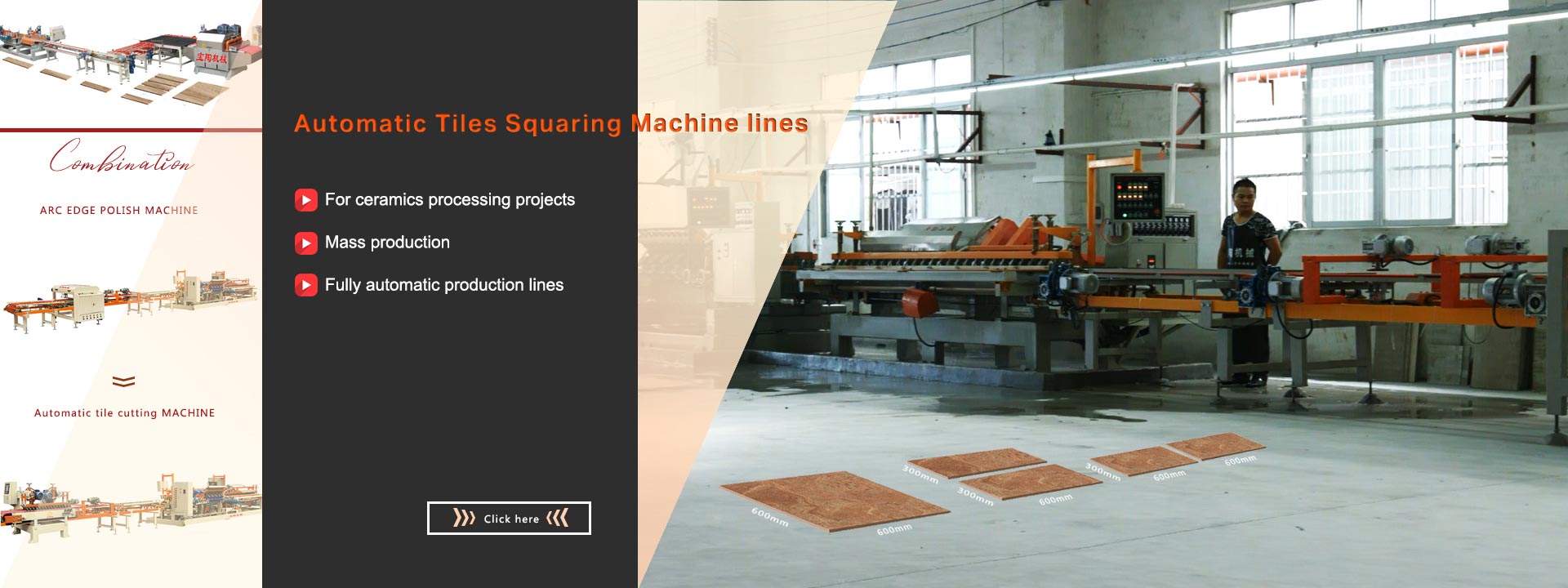 Tiles squaring machine lines For ceramics processing projects Mass production Fully automatic