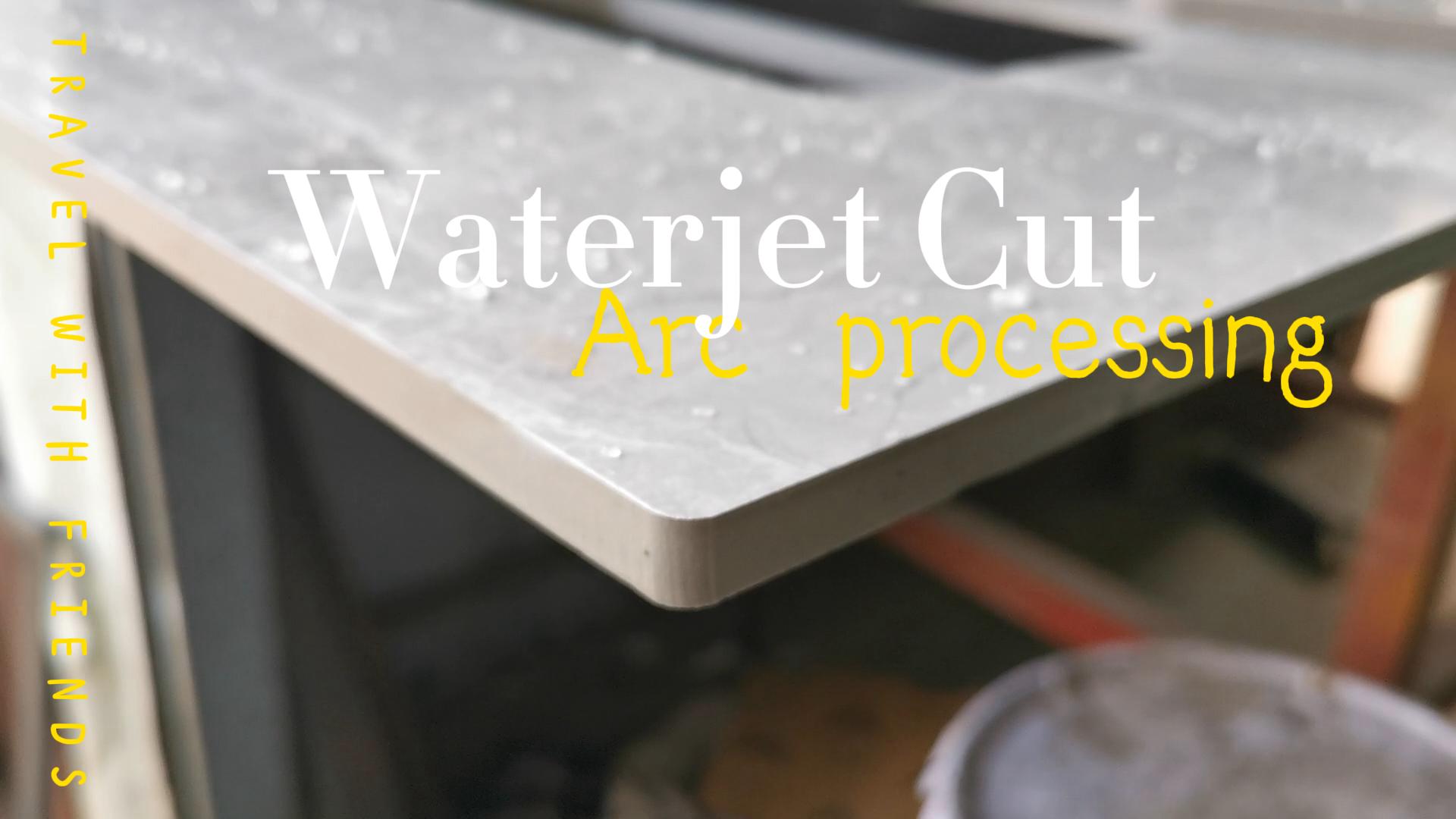 Water jet arc cutting ceramic tile Circular tabletop